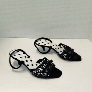 Christian Lacroix polka dot cut out sling back heels